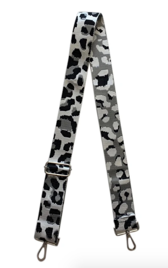 Ground Leopard Mix & Match Bag Strap Accessory Ahdorned Silver/Blk - Silver Hardware  
