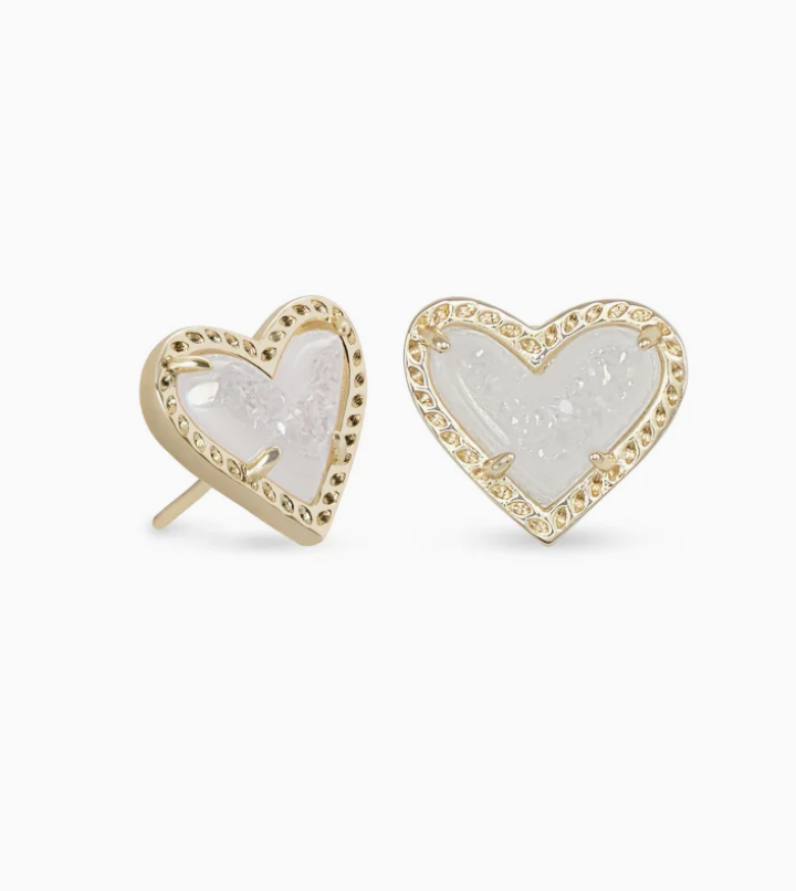 Ari Heart Stud Earring Jewelry Kendra Scott Gold Iridescent Drusy  