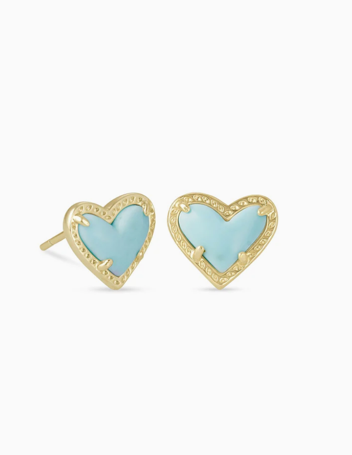 Ari Heart Stud Earring Jewelry Kendra Scott Gold Light Blue Magnesite  