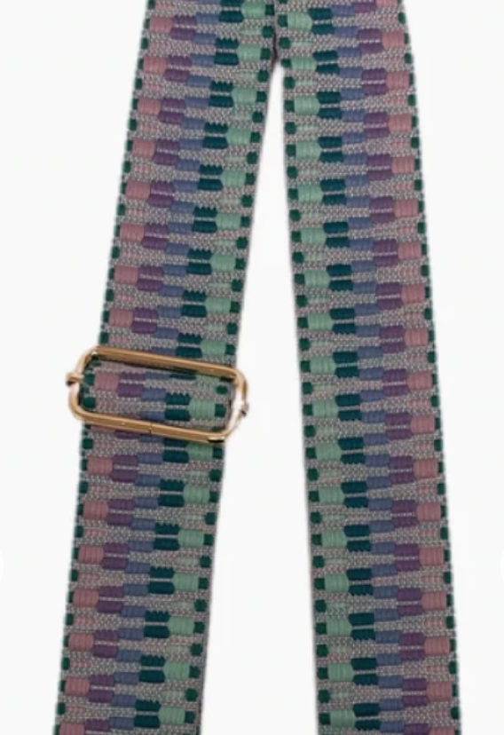 Embroidered Zig Zag Mix & Match Strap Accessory Ahdorned Green/Purple - Gold Metal  