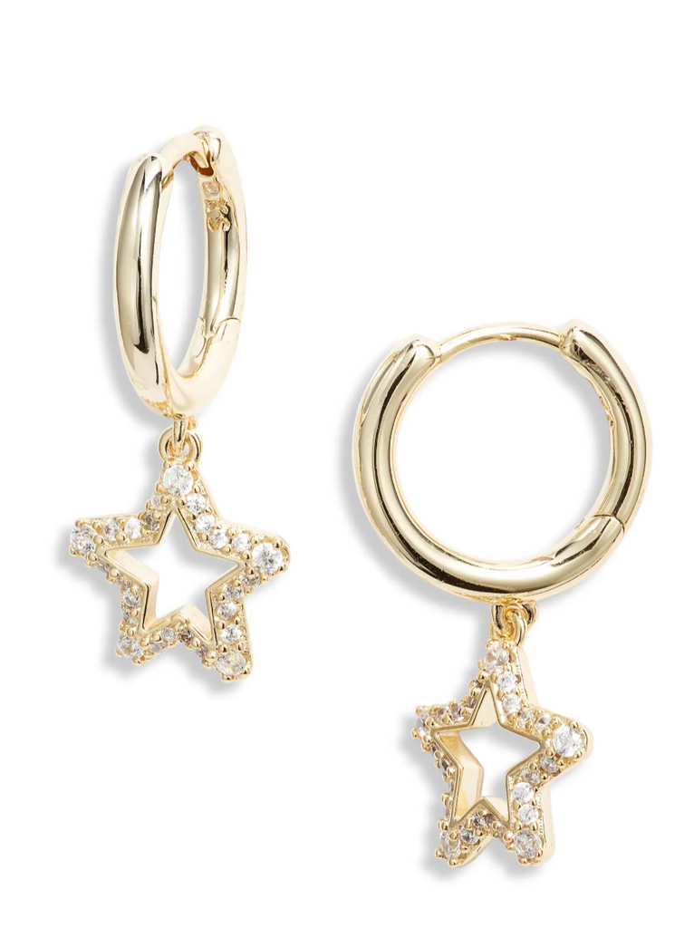 Jae Star Gold Huggie Earrings In White Crystal Jewelry Kendra Scott   