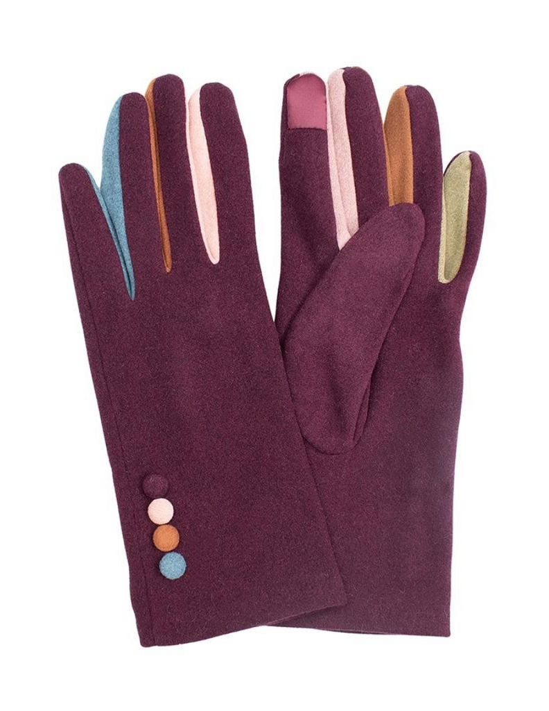 Colorful Finger Smart Touch Suede Gloves Accessory Judson & Co Burgundy  