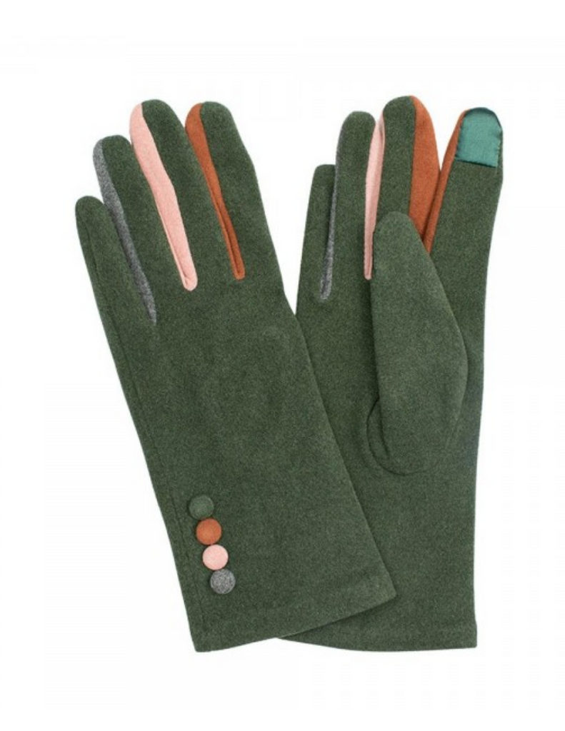 Colorful Finger Smart Touch Suede Gloves Accessory Judson & Co Olive  