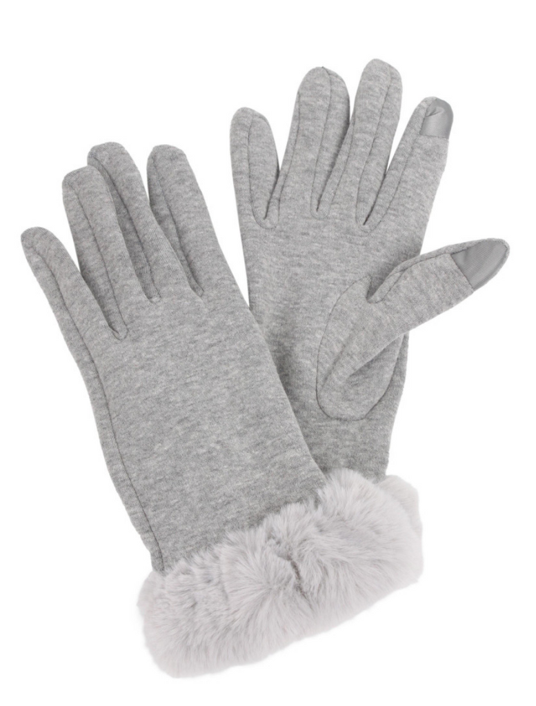 Fur Trim Gloves Accessory Judson & Co Gray  