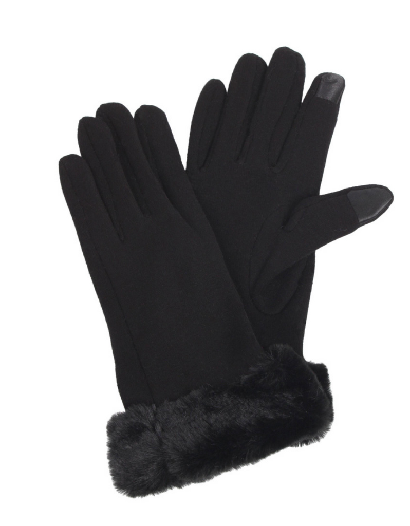 Fur Trim Gloves Accessory Judson & Co Black  