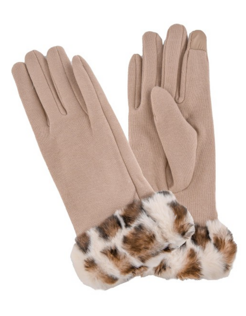 Fur Trim Gloves Accessory Judson & Co Camel/Cheetah  
