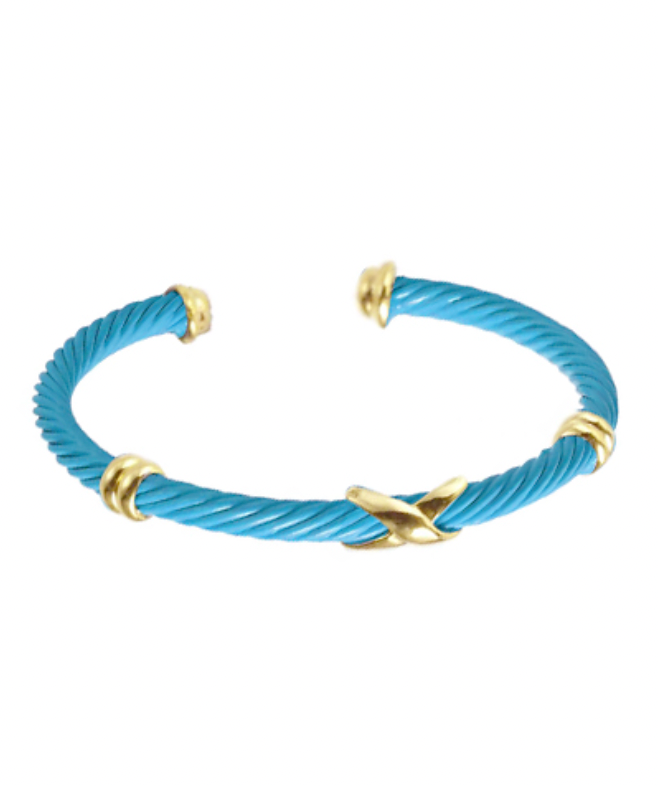 Small Colored X Cuff Bracelet Jewelry Golden Stella Blue  