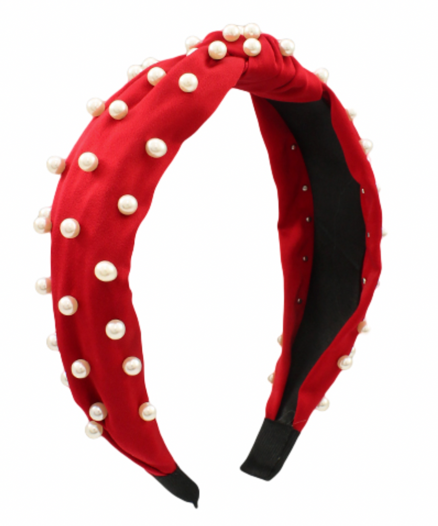 Pearl Knot Headband Accessory Peacocks & Pearls Lexington Red  