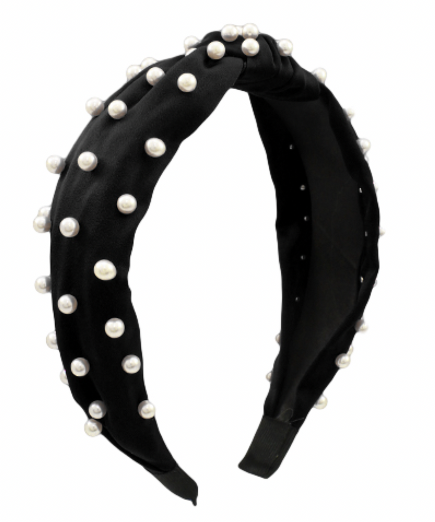 Pearl Knot Headband Accessory Peacocks & Pearls Lexington Black  