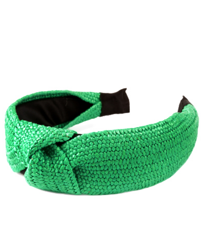 Rattan Headband Accessory Golden Stella Green Knot  