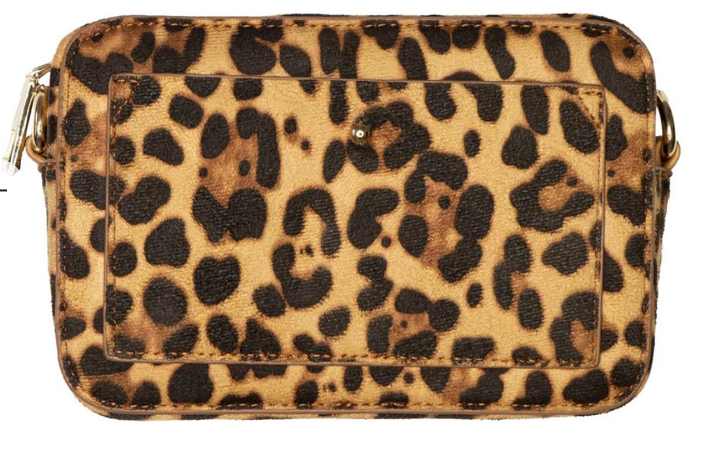 Vegan Leather Camera Bag Purse Ahdorned Leopard  