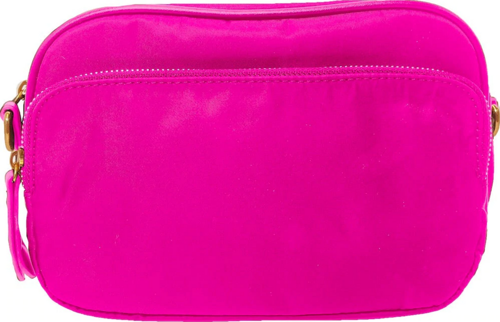Nylon 2 Pocket Mix &  Match Bag Purse Ahdorned Hot Pink  