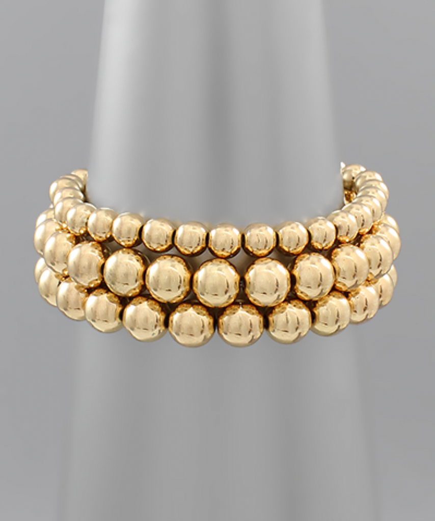 Beaded Gold Bracelet Jewelry Golden Stella 3 Layer  