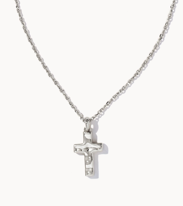 Cross Gold Pendant Necklace Jewelry Kendra Scott Silver Hammered  