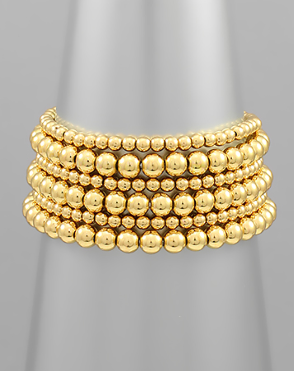Gold 6 Row Ball Bracelet Jewelry Golden Stella   