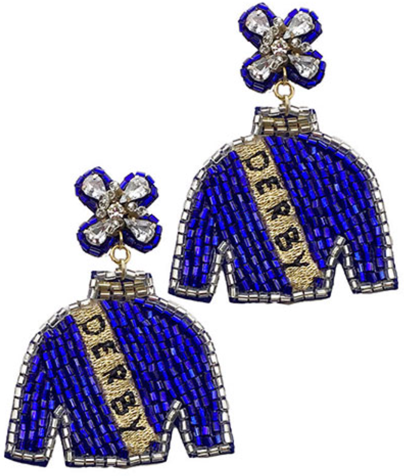 Beaded Derby Jockey Silk Earrings Jewelry Golden Stella Royal  