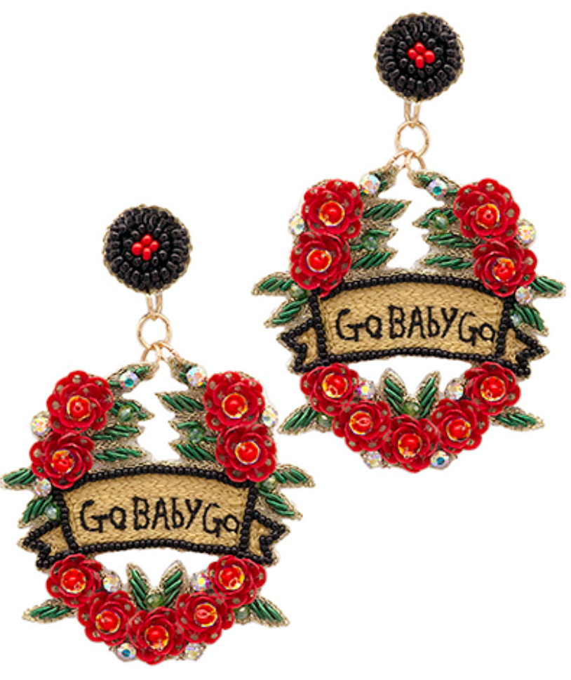 Beaded Go Baby Go Roses Earring Jewelry Golden Stella   