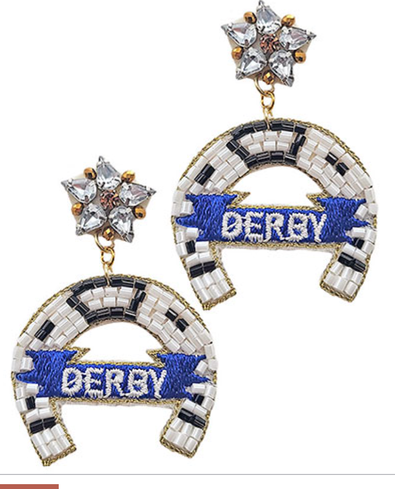 Beaded Derby Horseshoe Earrings Jewelry Golden Stella   