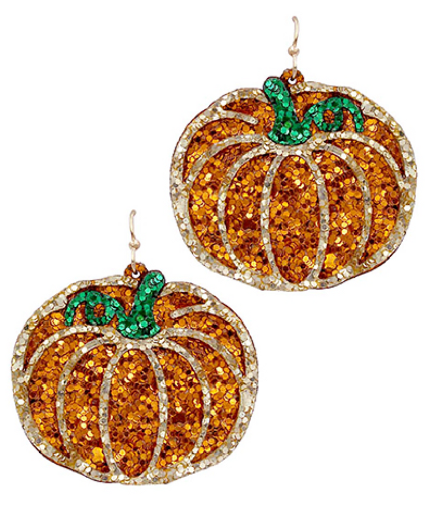 Halloween Earrings Jewelry Golden Stella Orange Glitter Pumpkin  