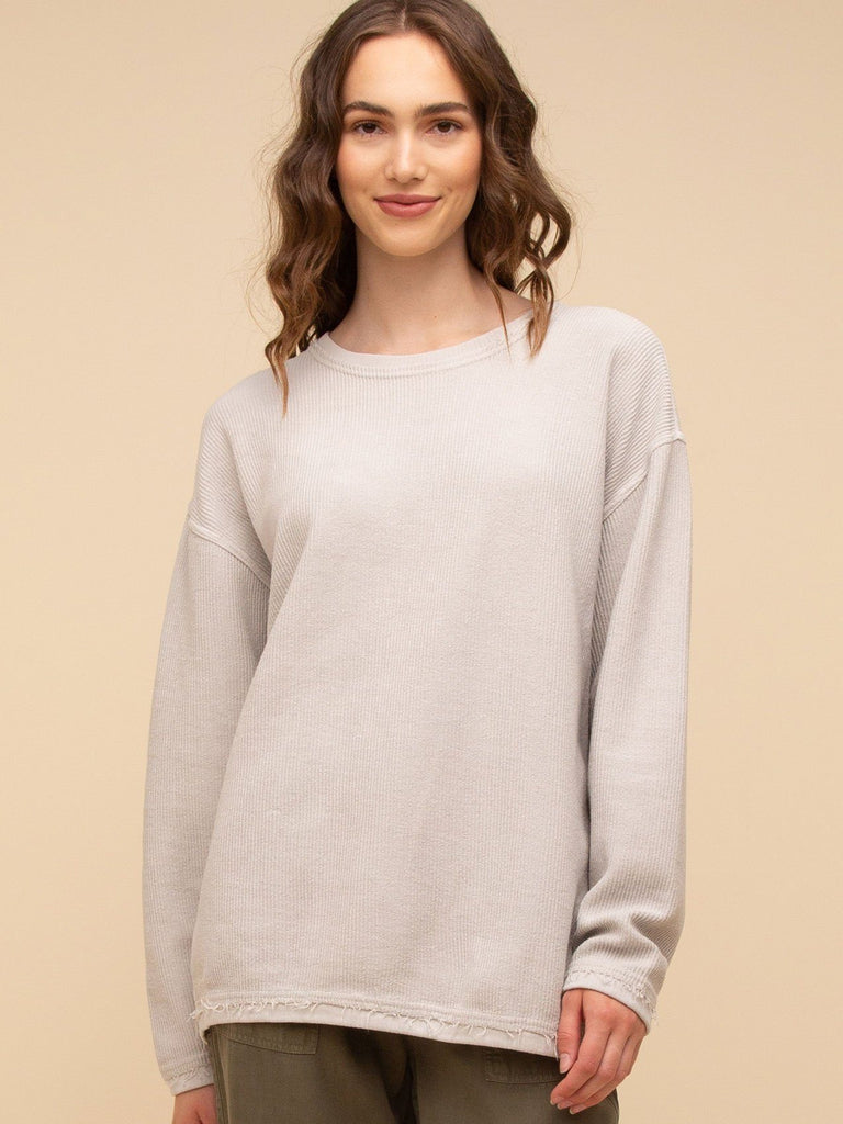Crewneck Corded Sweatshirt Clothing Thread & Supply Grey S 