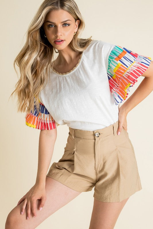 Multicolor Slv White Knit Top Clothing THML   