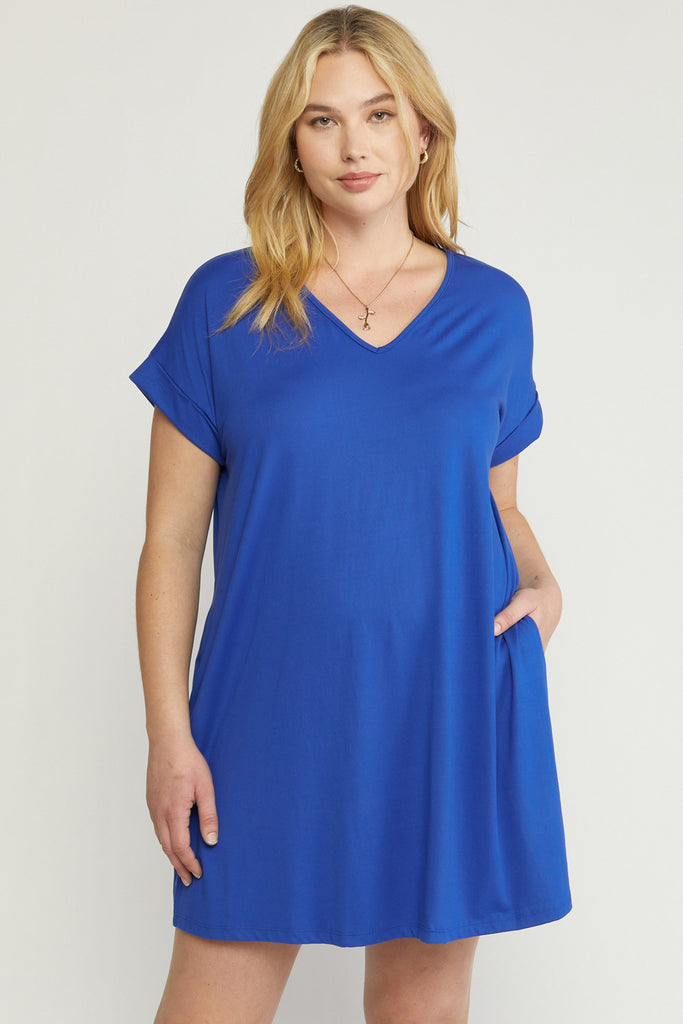 Royal V-neck T shirt Dress Clothing Entro   