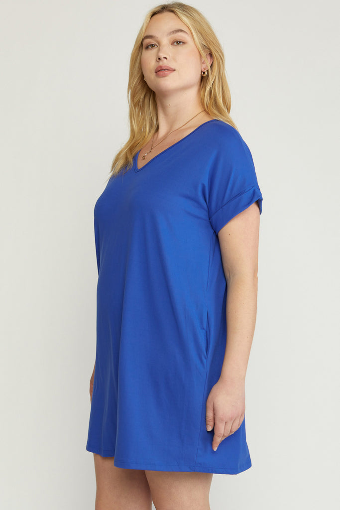Royal V-neck T shirt Dress Clothing Entro   