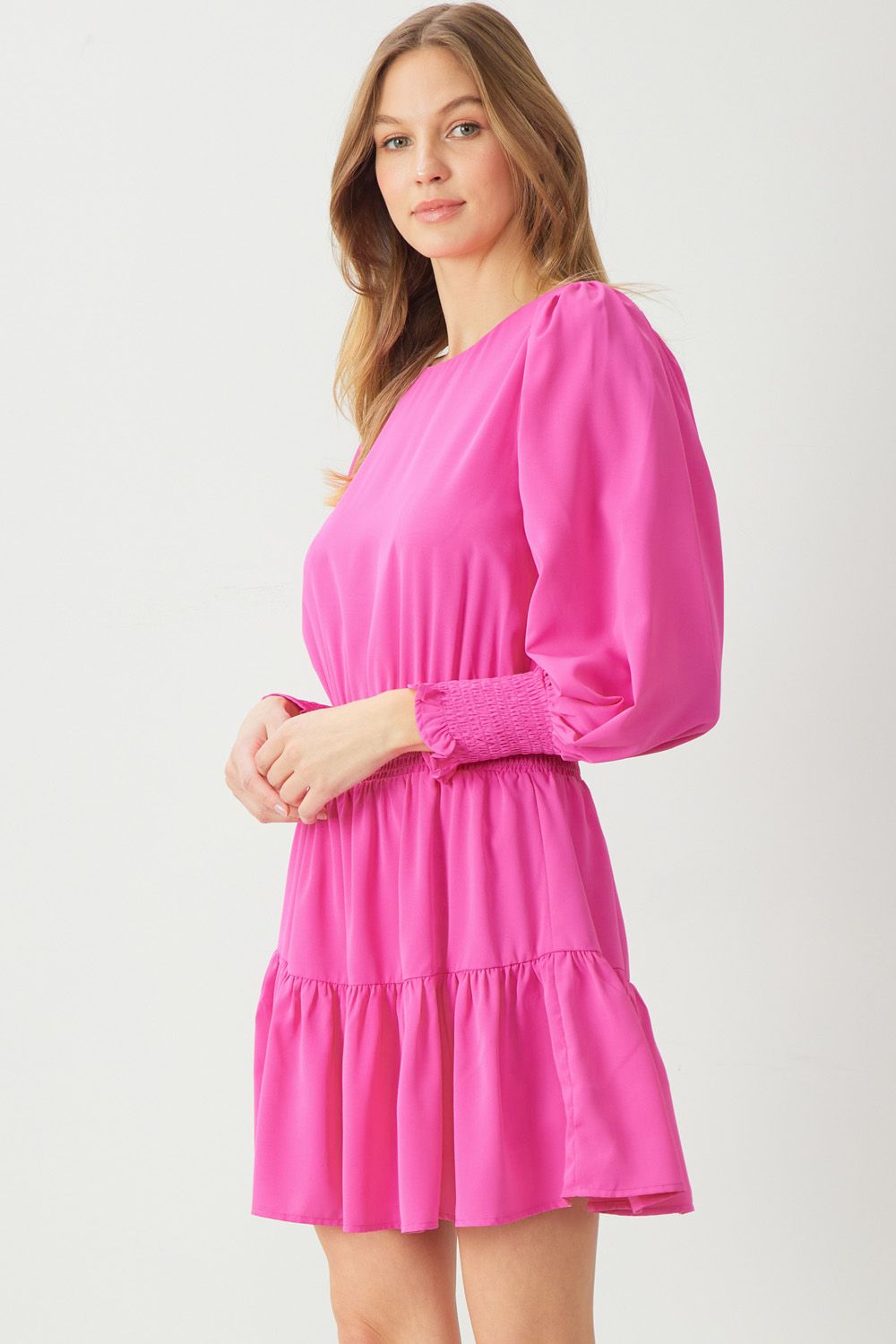 pink long sleeve smock dress LIMITED COLLECTION Plus Size Pink Dobby Smock Dress