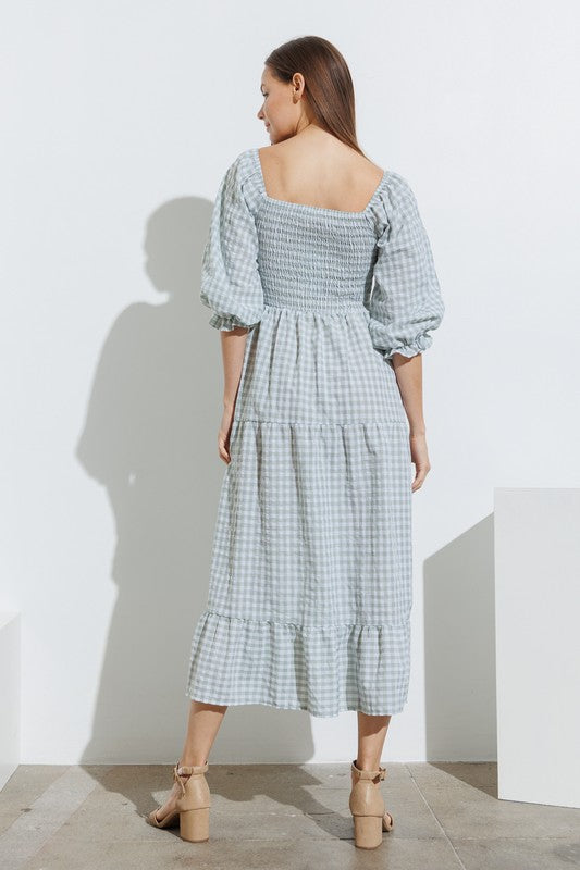 Sage Smocked Gingham Maxi Dress Peacocks & Pearls Lexington Sage Smocked Gingham Maxi Dress Peacocks & Pearls Lexington