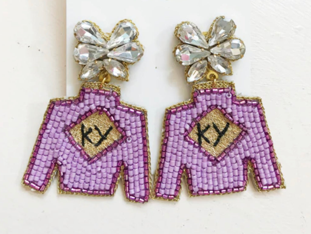 Jockey Silk Beaded Earrings Jewelry Lulubelles Purple KY  