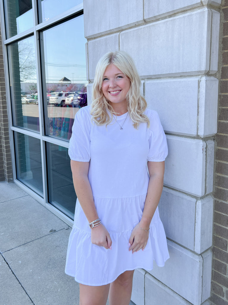 Puff Slv Tiered T-shirt Dress Clothing RD Style   