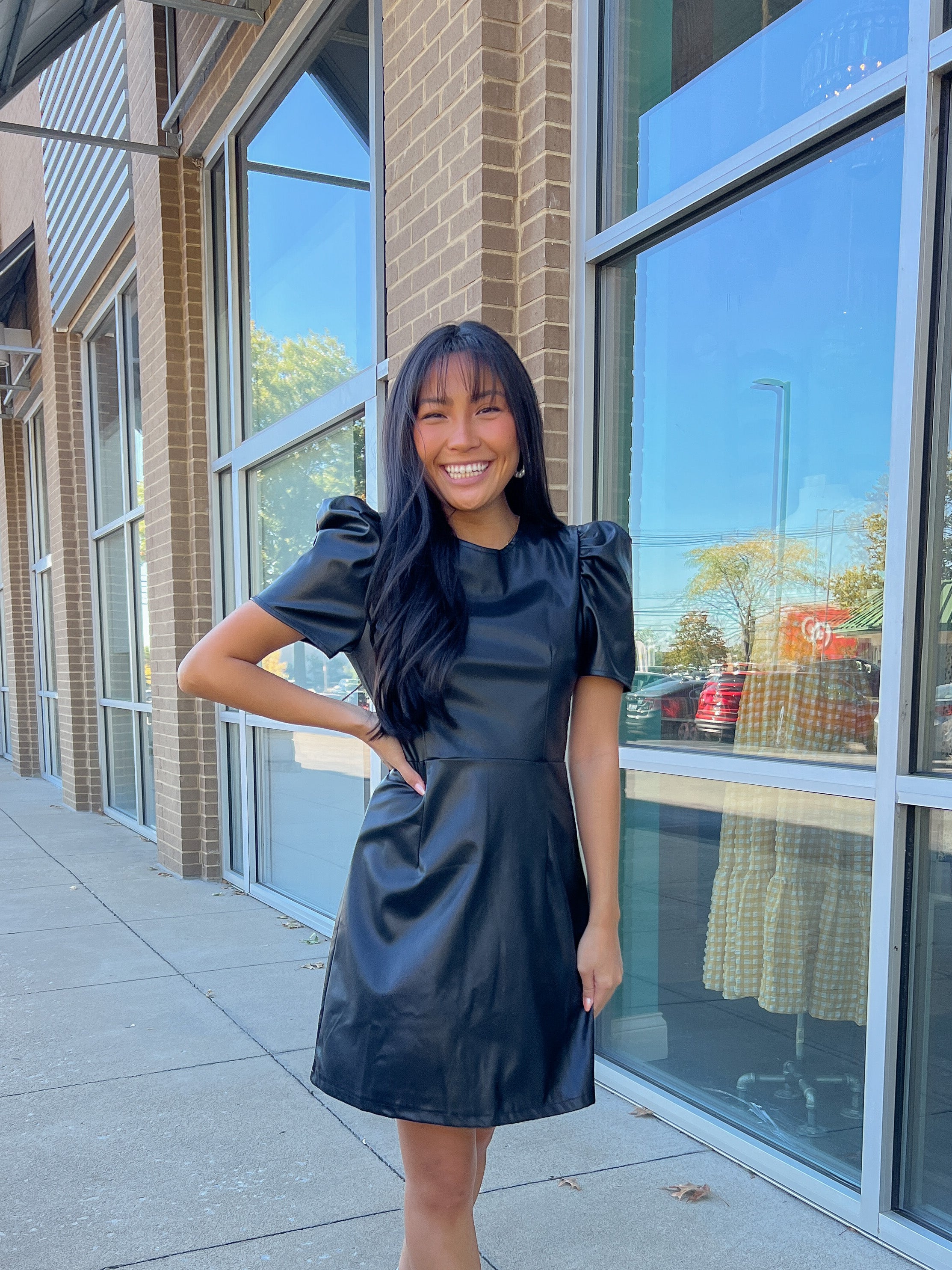 black leather fit and flare dress Leather Black Fit And Flare Gown Xhilaration Juniors Faux Leather Fit Flare Dress Black S, $16