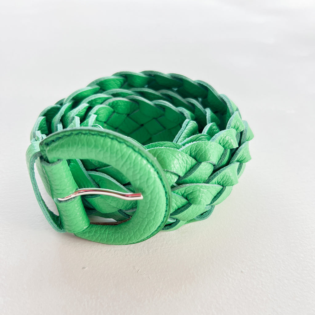 Green Braided Leather Belt Accessory Frnch   