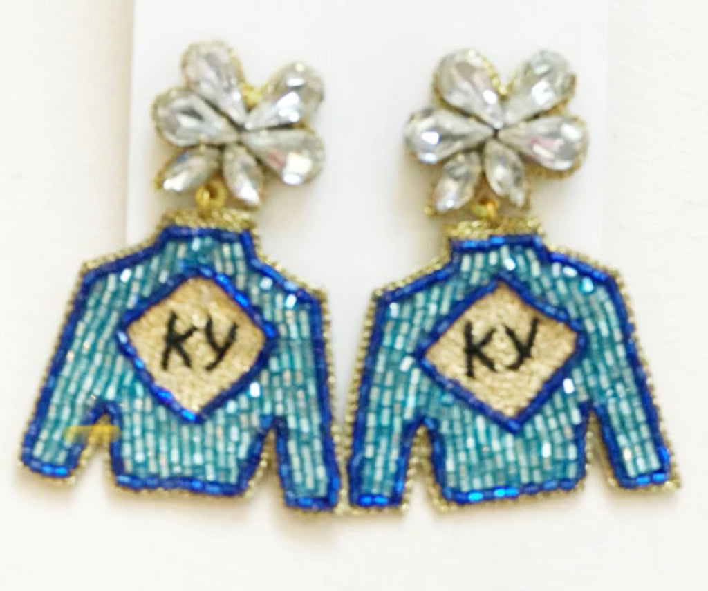 Jockey Silk Beaded Earrings Jewelry Lulubelles Blue KY  
