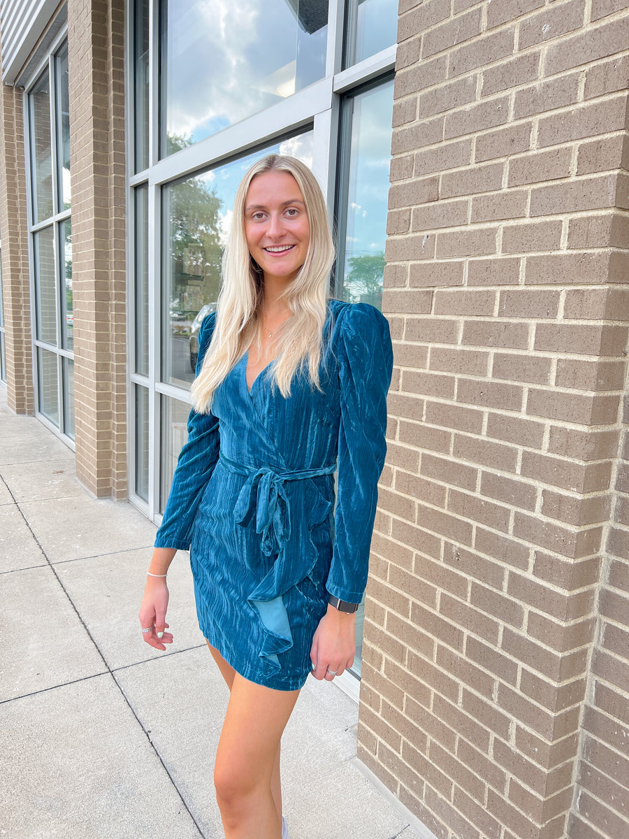 Teal Velvet Wrap Dress Peacocks And Pearls Lexington 4615