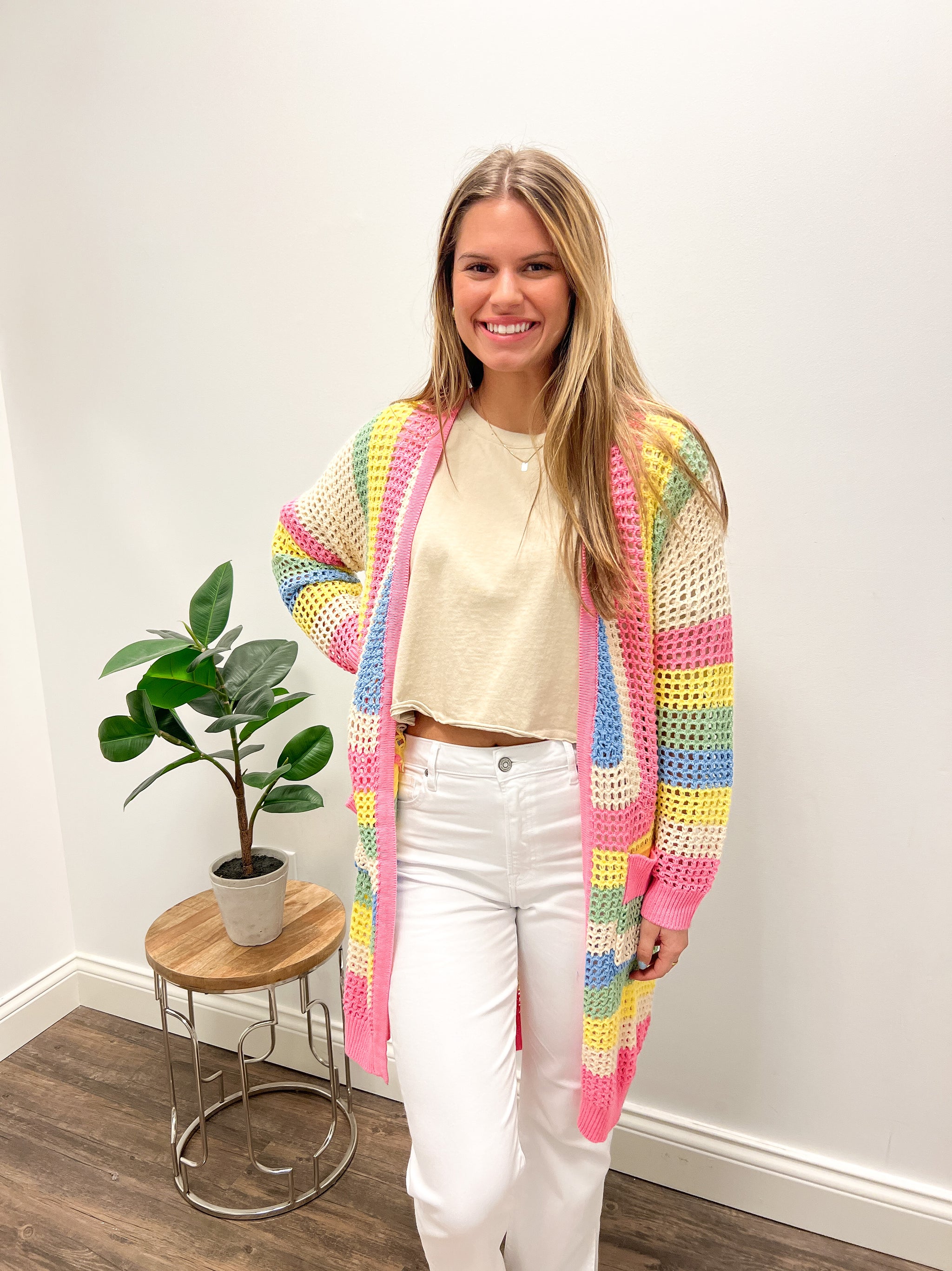 ◆CARLYN◆ Lane PEACHH74103020 Organic Linen Melange Long Cardigan | EILEEN FISHER