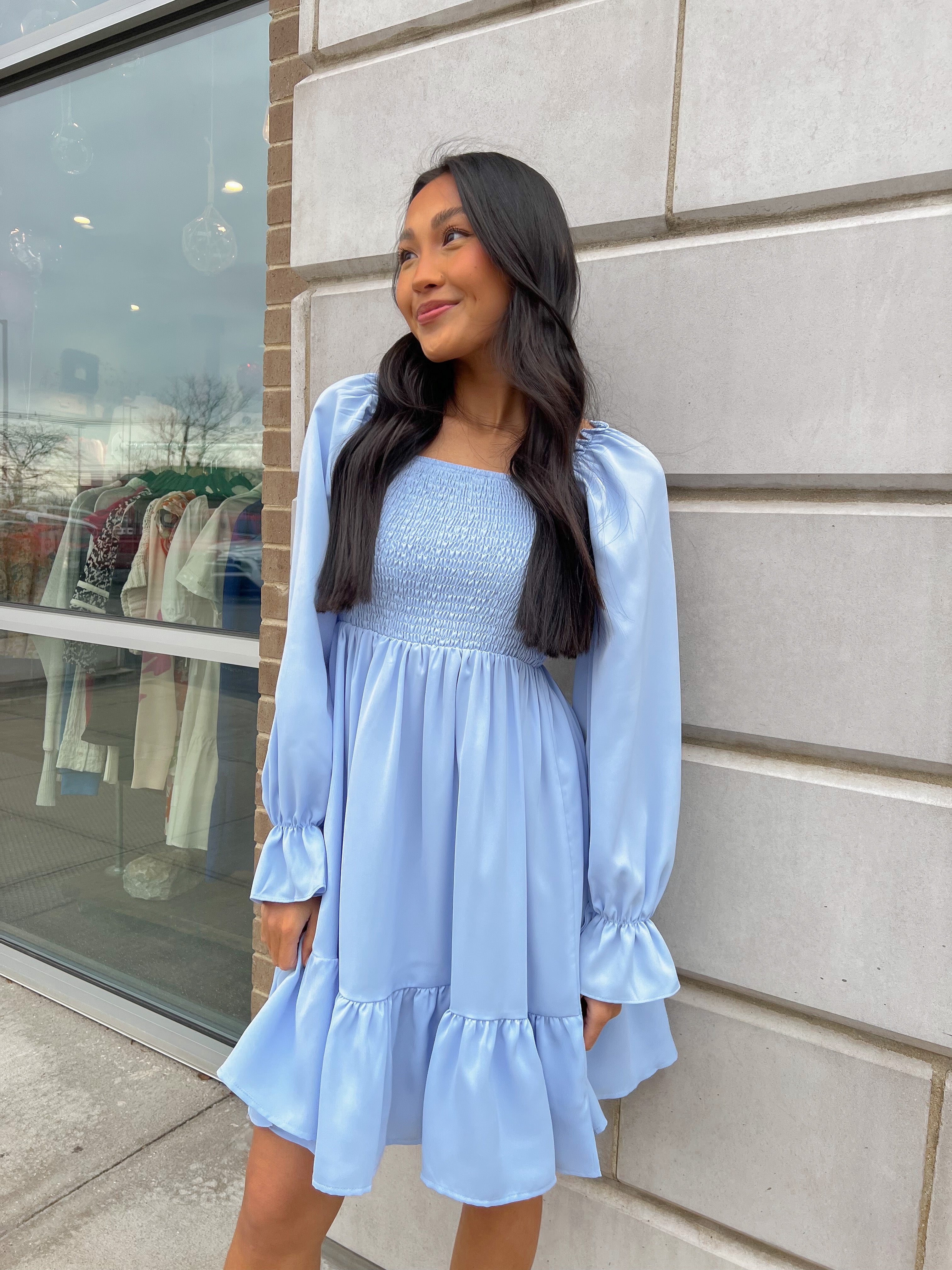 Baby Blue Smocked Babydoll Dress Baby Blue Smocked Babydoll Dress