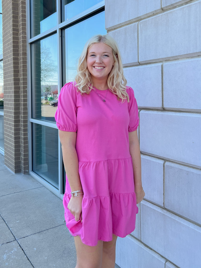 Puff Slv Tiered T-shirt Dress Clothing RD Style   