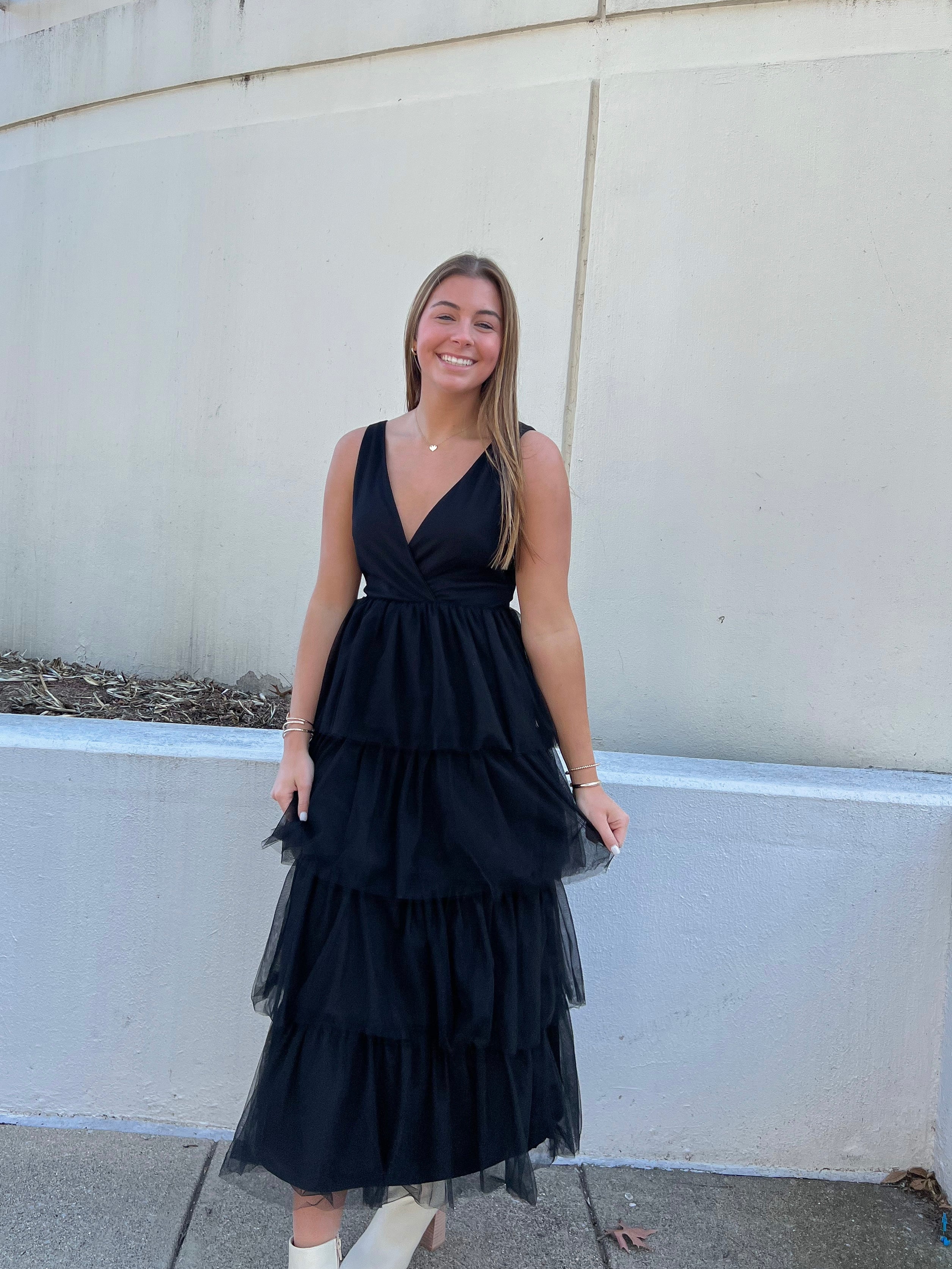 Black Layered Ruffle Maxi Dress Black Layered Ruffle Maxi Dress