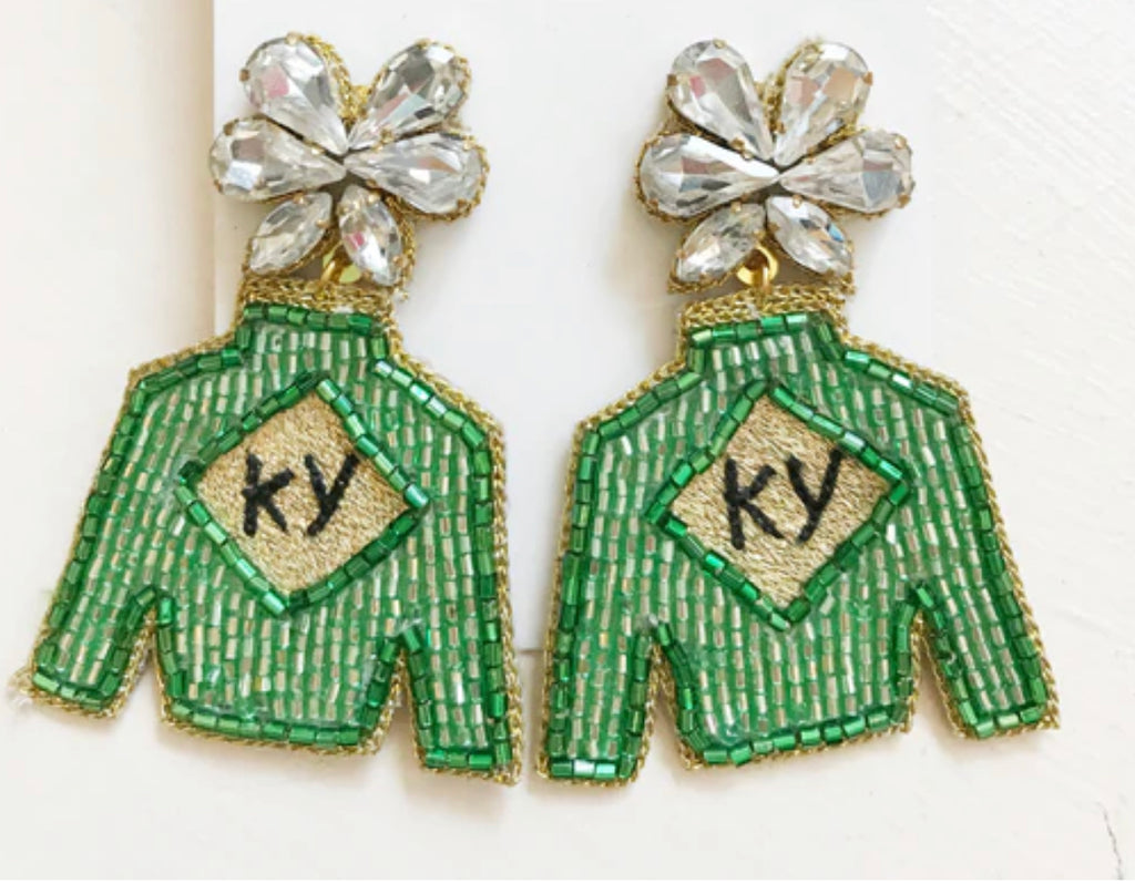Jockey Silk Beaded Earrings Jewelry Lulubelles Green KY  