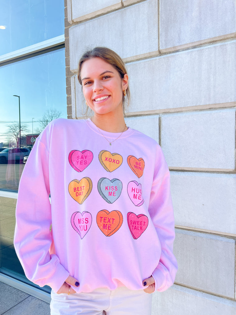 Pink Candy Heart Sweatshirt Clothing Blume + Co   