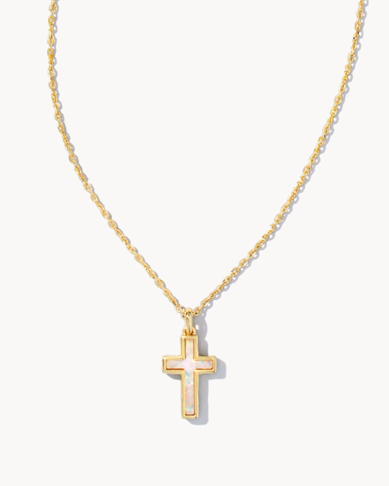 Cross Gold Pendant Necklace Jewelry Kendra Scott White Opal  