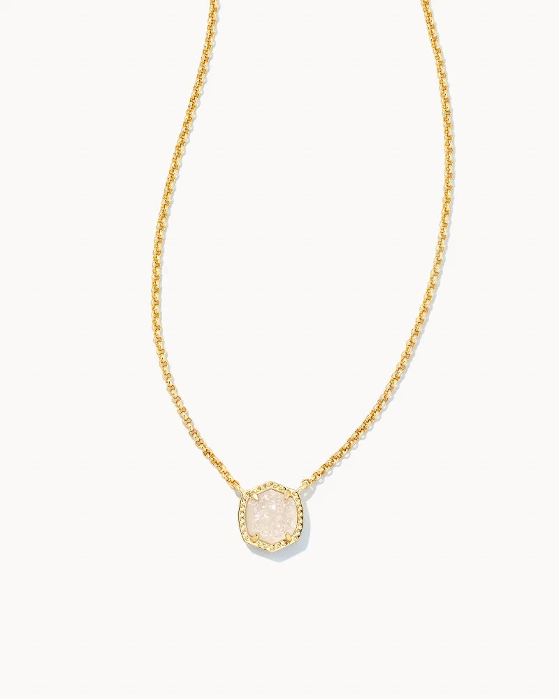 Davie Gold Pendant Necklace in Iridescent Drusy Jewelry Kendra Scott   