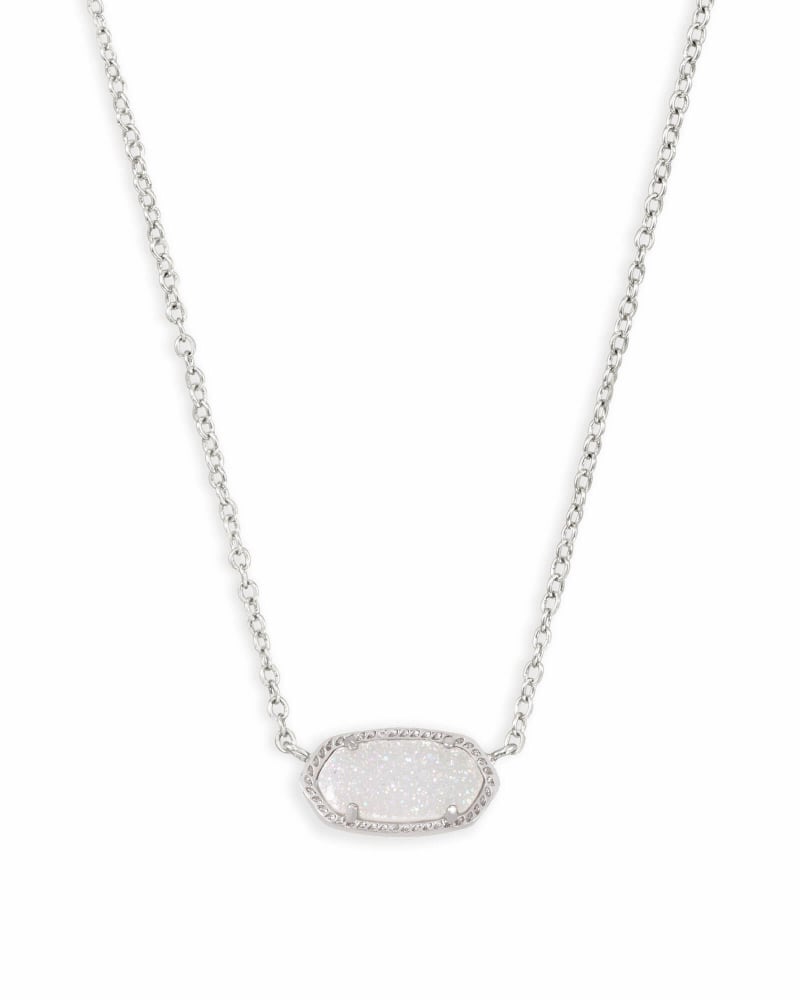 Elisa Necklace Drusy Jewelry Kendra Scott Silver - Iridescent  