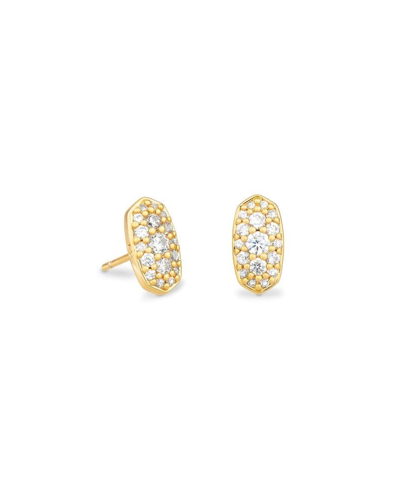 Grayson Gold Stud Earrings In White Crystal Jewelry Kendra Scott   