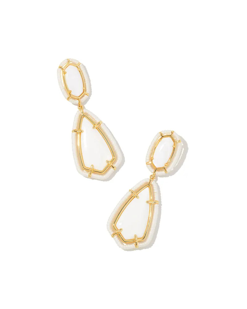 White and gold statement earrings deals