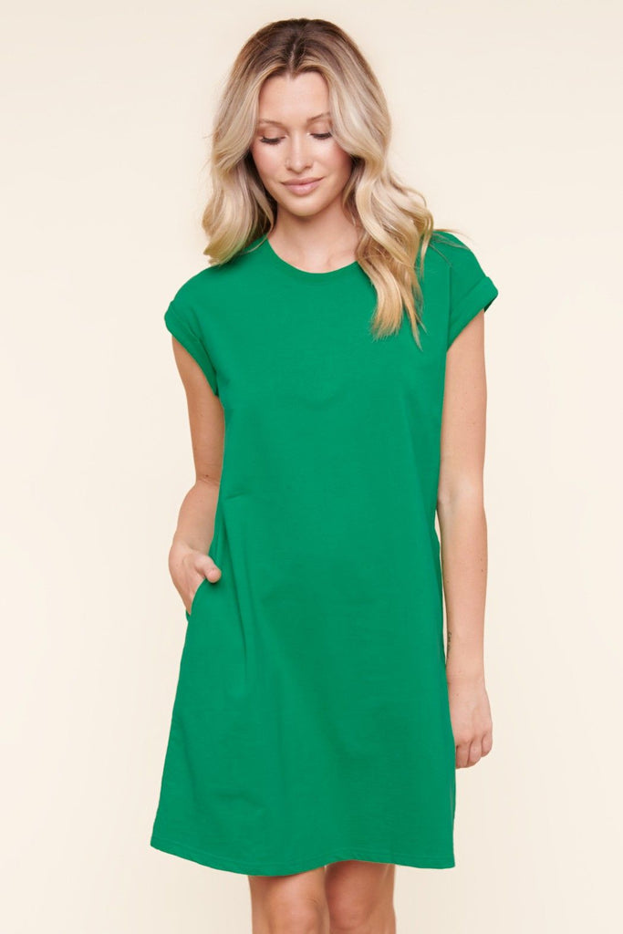 S/S Slouch Shoulder Shift Sweatshirt Dress Clothing SugarLips XS Kelly Green 