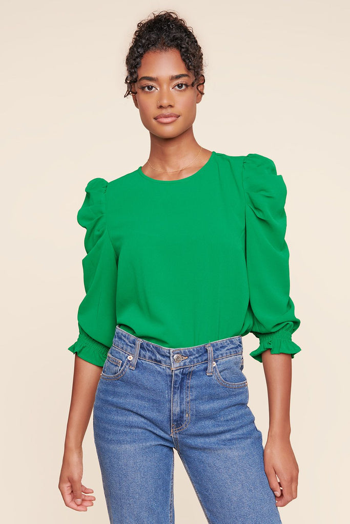 Puffed 3/4 Sleeve Top Clothing SugarLips XS Kelly Green 
