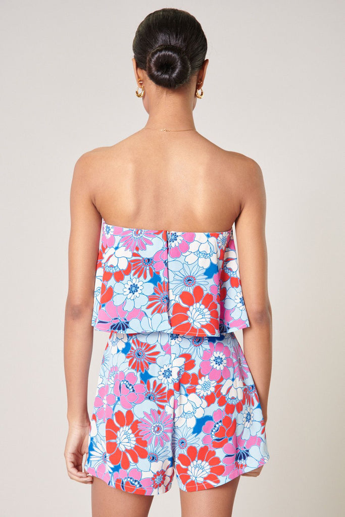 Berry Mix Floral Strapless Romper Clothing SugarLips   